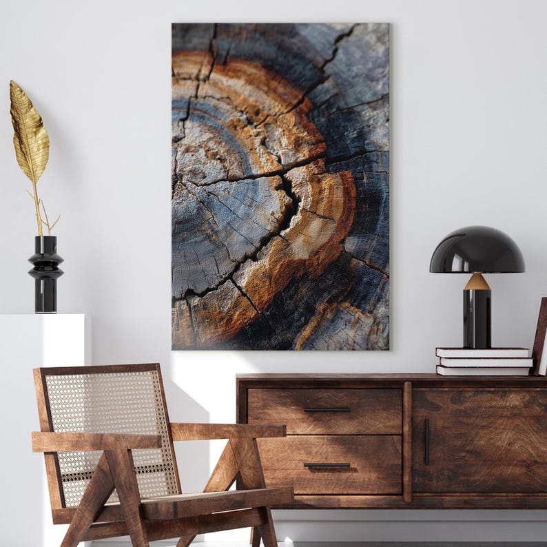 Rustic Tree Ring Wood Grain Abstract Canvas Print | Textured Nature Wall Art | Earthy Home Decor