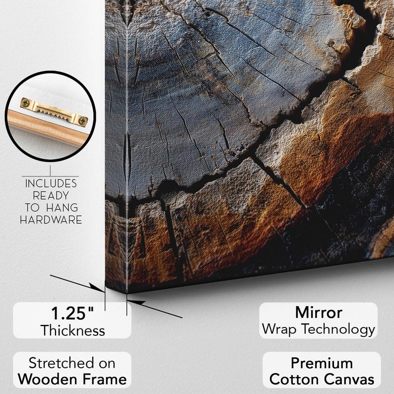Rustic Tree Ring Wood Grain Abstract Canvas Print | Textured Nature Wall Art | Earthy Home Decor
