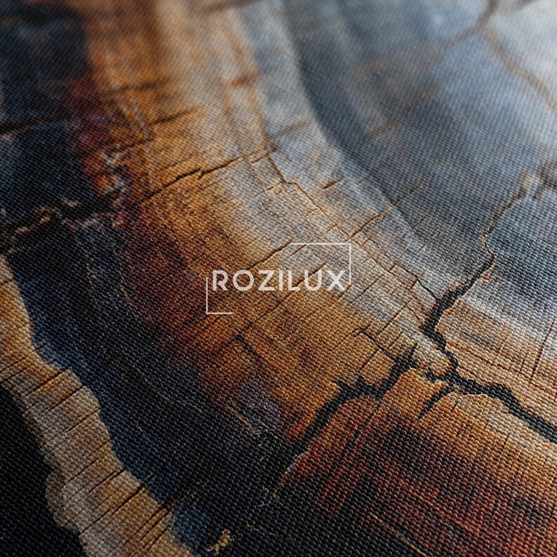 Abstract Colorful Tree Ring Canvas Print, Wood Grain Wall Art, Modern Rustic Home Decor, Large Framed Print