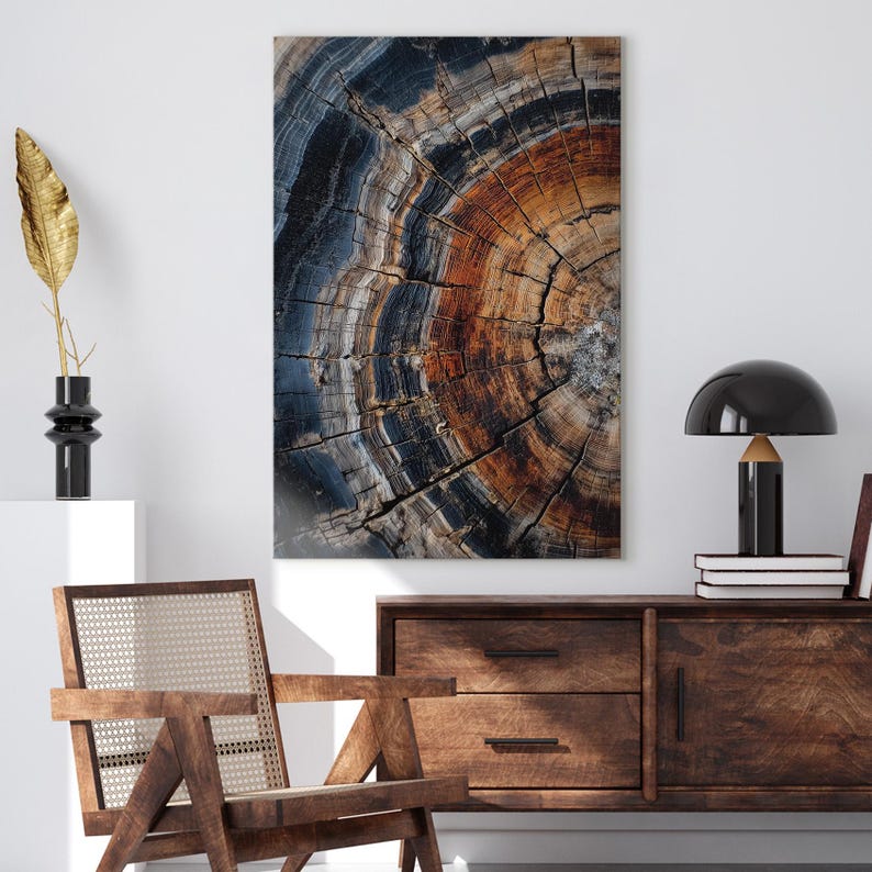 Colorful Tree Ring Canvas Wall Art | Abstract Wood Grain Print | Unique Natural Texture Home Decor