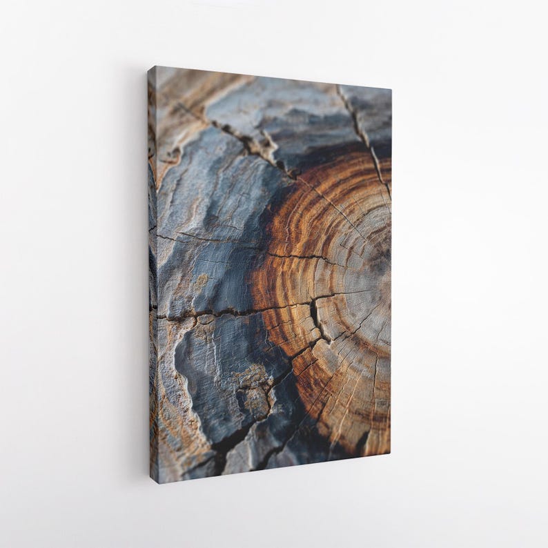 Tree Ring Canvas Print, Abstract Wood Texture Wall Art, Rustic Nature Decor, Organic Home Art Print
