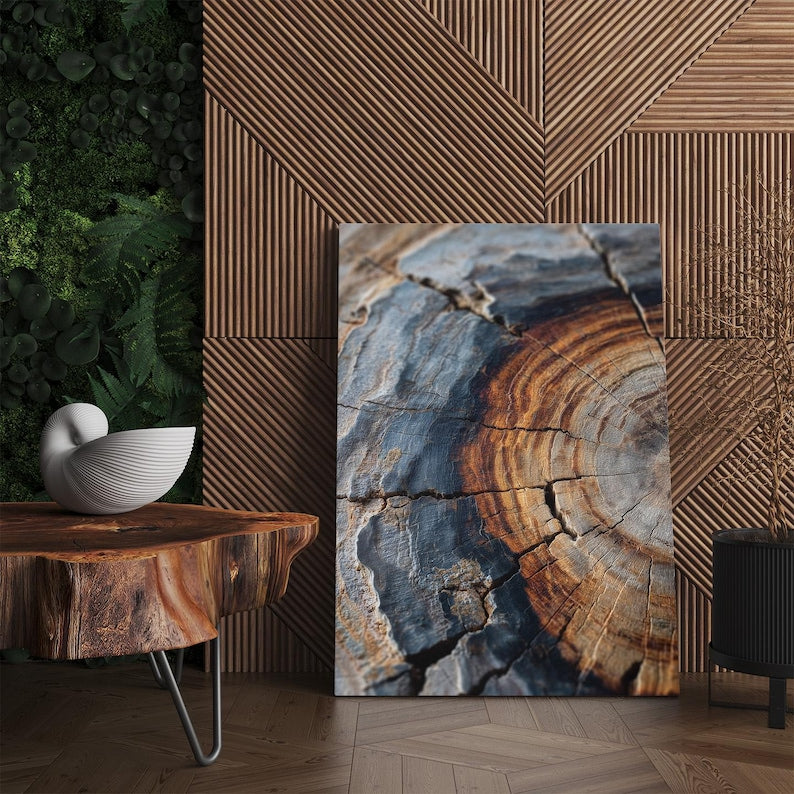 Tree Ring Canvas Print, Abstract Wood Texture Wall Art, Rustic Nature Decor, Organic Home Art Print