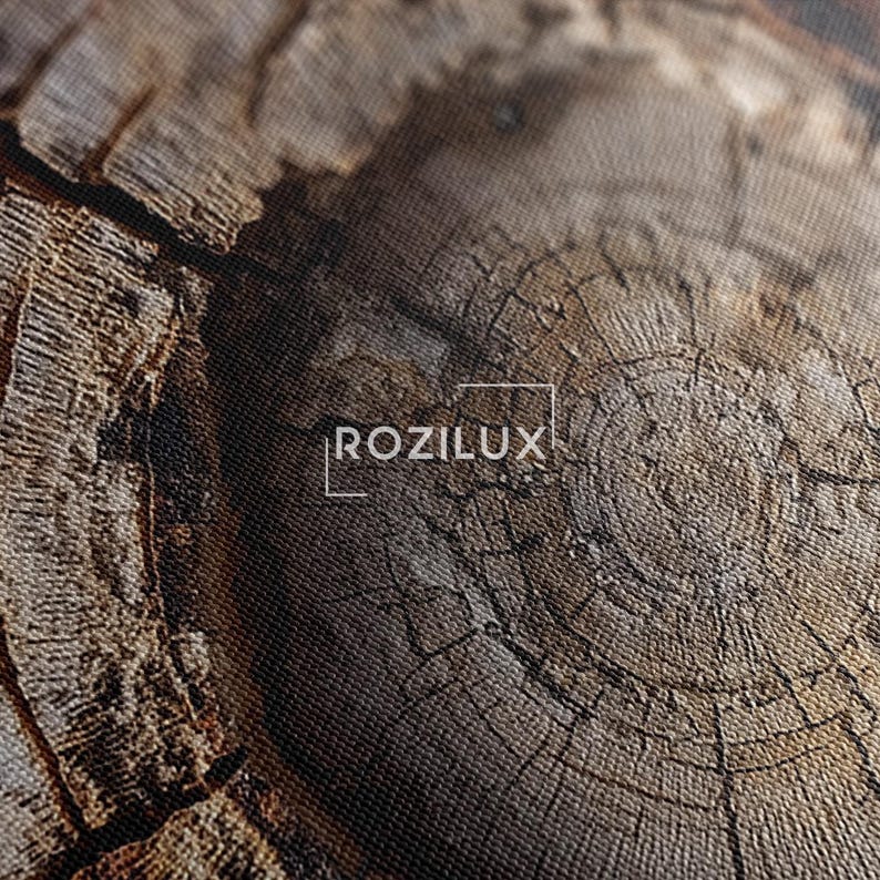 Rustic Tree Ring Canvas Print, Wood Grain Wall Art, Textured Wood Slice Decor, Natural Earth Tone Art