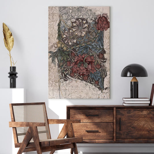 William Morris Style Botanical Floral Canvas Print, Vintage Arts and Crafts Floral Canvas Print | Pattern Wall Art | Home Decor Print