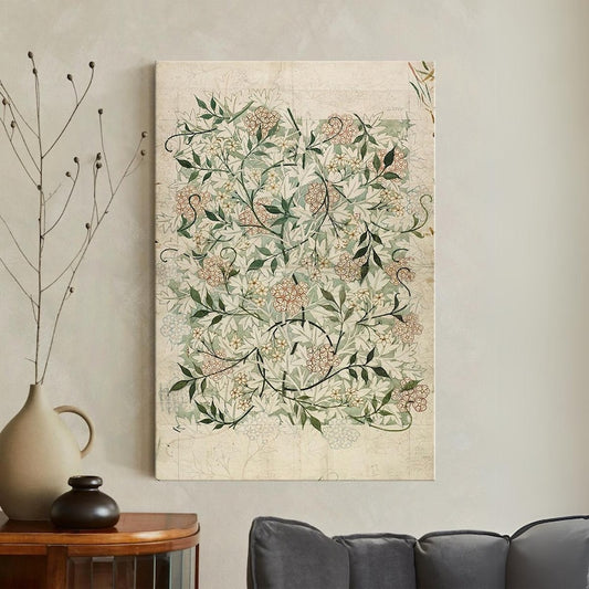 William Morris Vintage Botanical Floral Textile Pattern Canvas Print, Nature Inspired Wall Art, Arts and Crafts Style, Aesthetic Home Decor