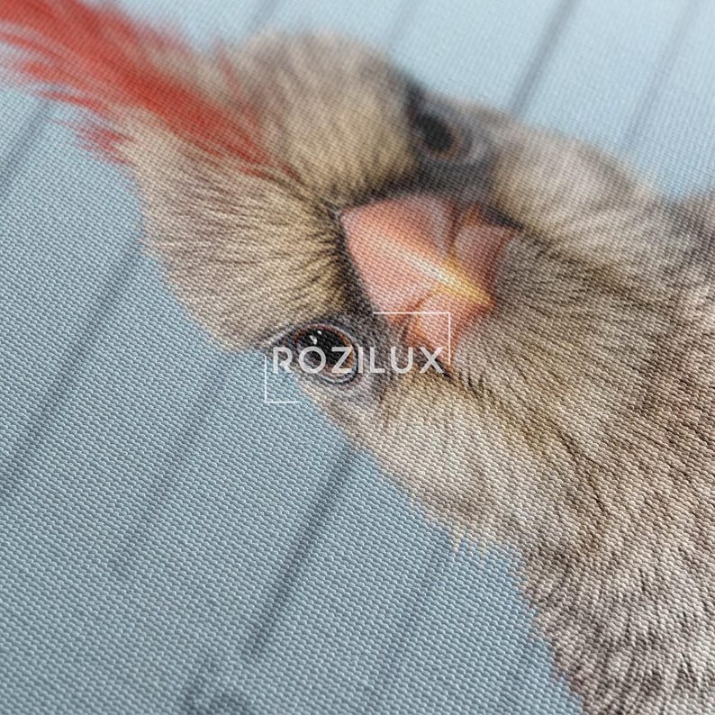 Funny Bird Mugshot Canvas Print | Quirky Cardinal Wall Art for Home Decor | Animal Arrest Photo