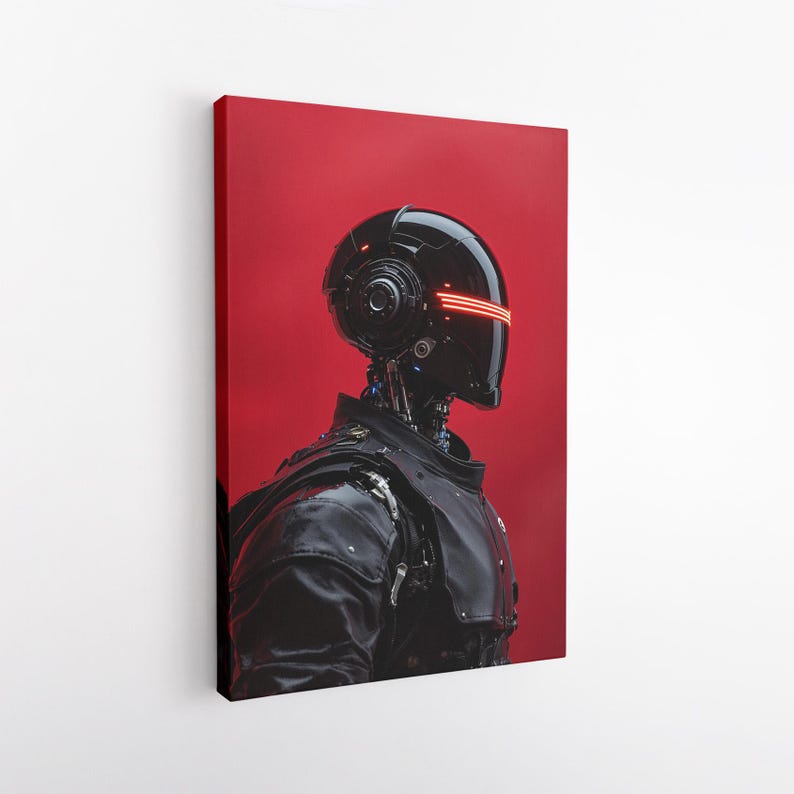 Futuristic Robot Wall Art | Cyberpunk Sci-Fi Canvas Print | Modern Home Decor