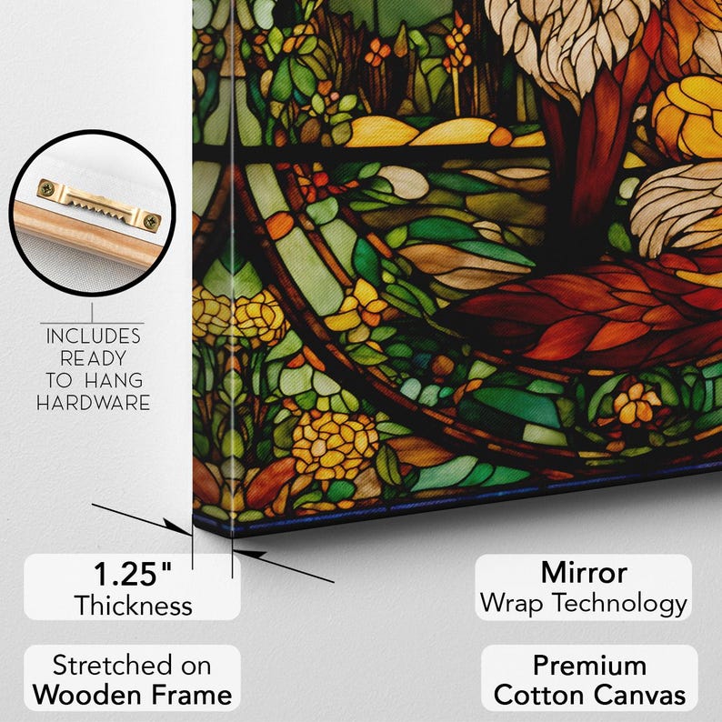 Stained Glass Fox Canvas Print | Art Nouveau Nature Wall Art | Wildlife Animal Decor