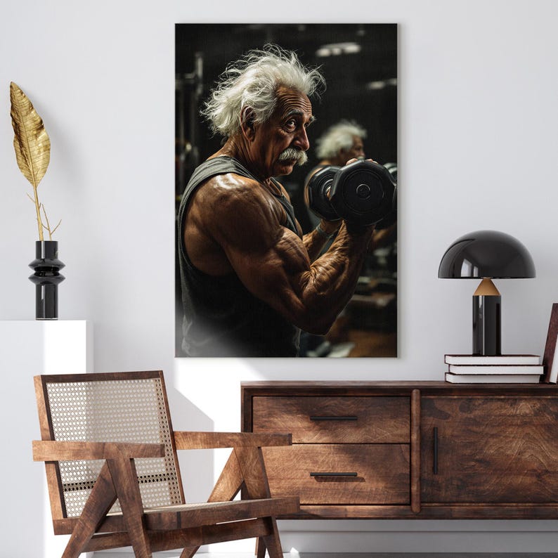 Gym Canvas Print | Bodybuilder Funny Science Wall Art Decor | Gym bro Unique Gift | Fitness influencer