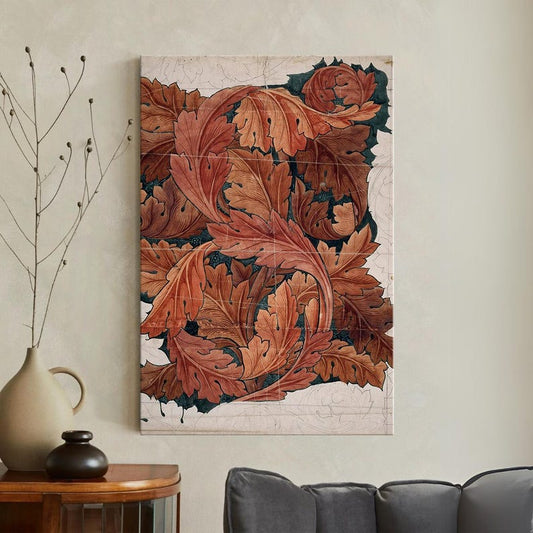 William Morris Style Botanical Floral Canvas Print, Acanthus Leaf Canvas Print, Vintage Arts and Crafts Floral Wall Art, Botanical Decor