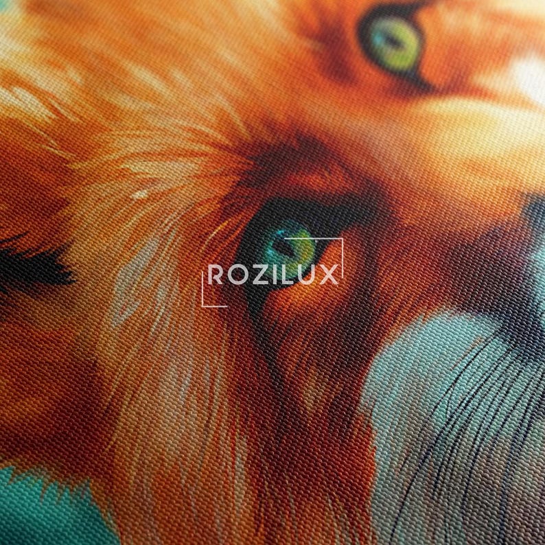 Fox Canvas Wall Art | Vibrant Watercolor Style Animal Painting Print | Modern Wildlife Home Decor, Nature Art, Large Print ready To Hang
