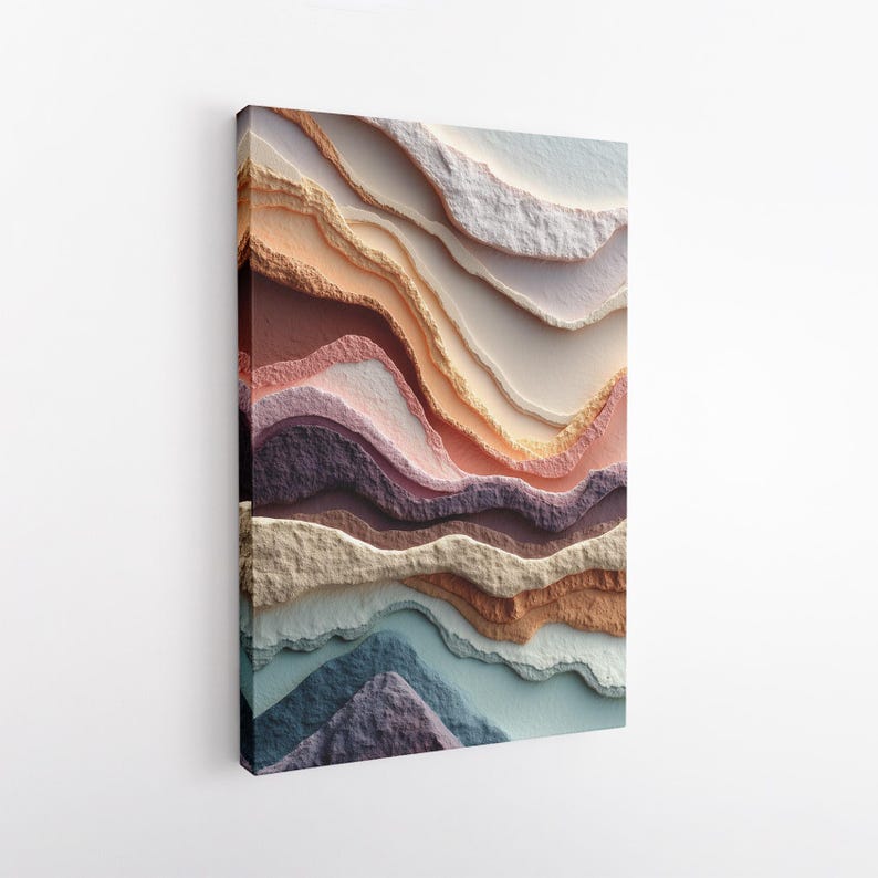 Abstract Layered Canvas Print, Modern Textured Organic Wall Art, Earth Tone Home Decor, Large Wall Art Print