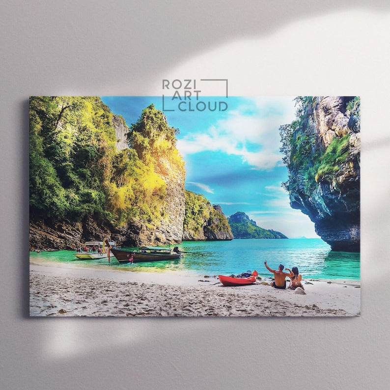 Thailand Nature ocean beach wall decor, art prints, art canvas, high quality artwork, home decor modern art, best friend gift
