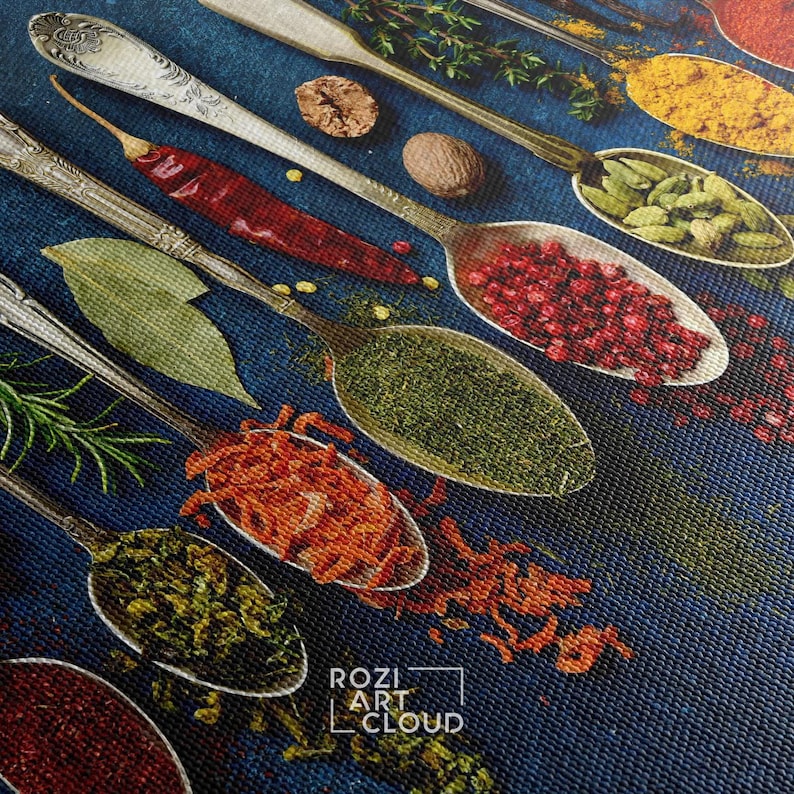 Herbs spices wall art, kitchen canvas print, food art poster, moms gift, gift for chefs, man cave decor