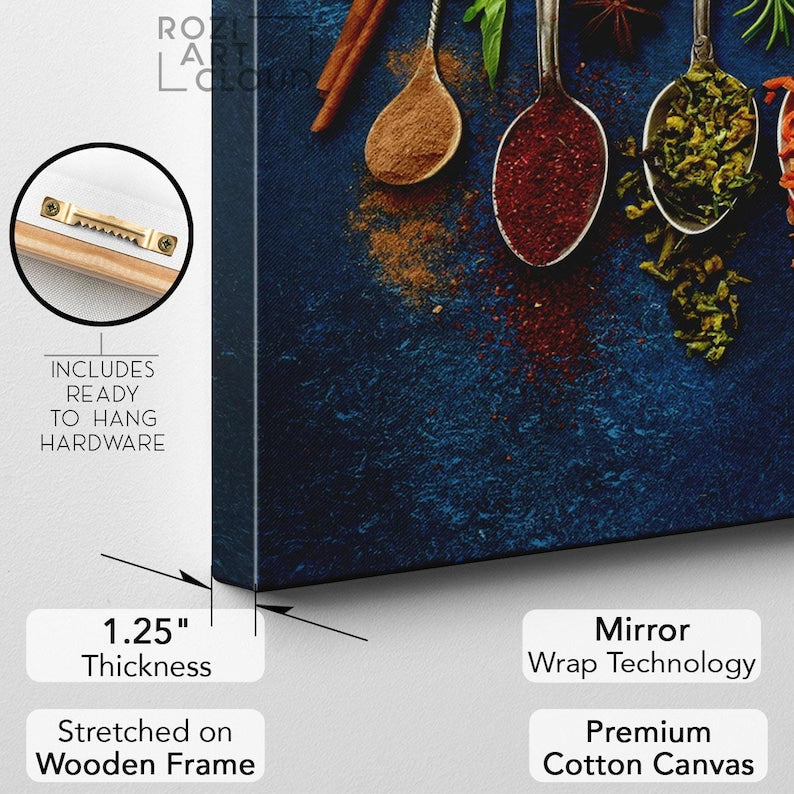 Herbs spices wall art, kitchen canvas print, food art poster, moms gift, gift for chefs, man cave decor