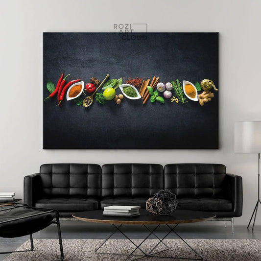 Kitchen herbs & spices poster, food art decor. moms gift, vintage photography print, gift for chef