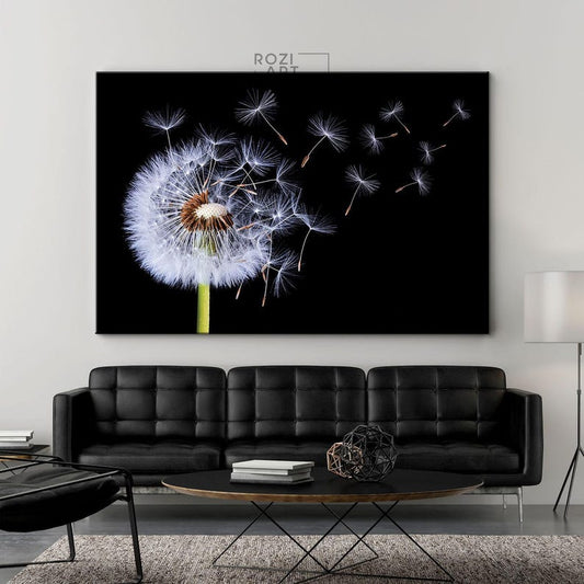 Dandelion canvas print, flowers wall decor, botanical wall art, nature wall decor, teen room decorations