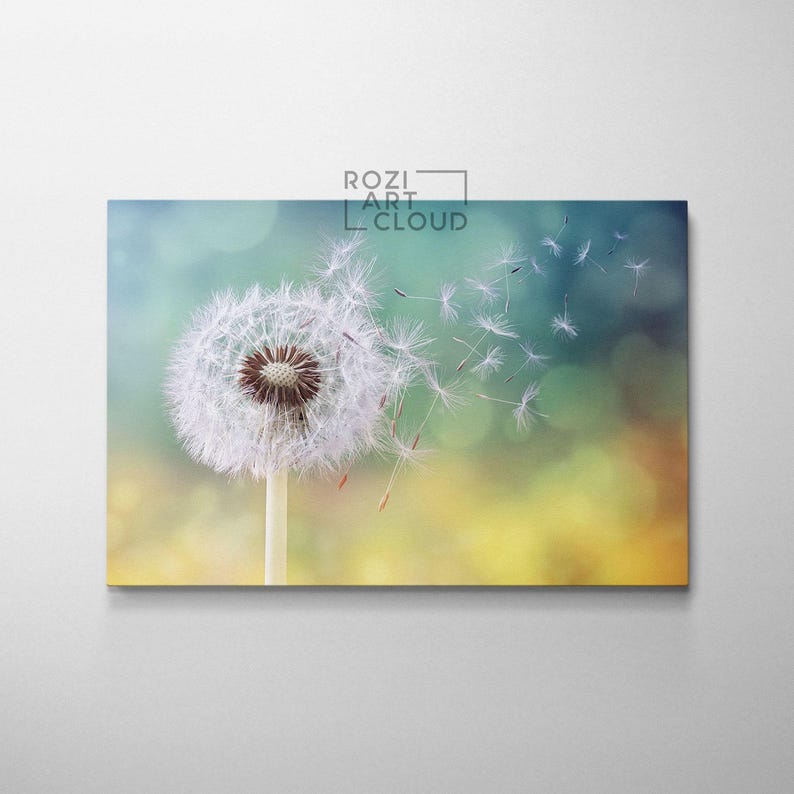 Dandelion canvas art, flowers print decor, botanical wall art, nature wall decor, teen room decorations