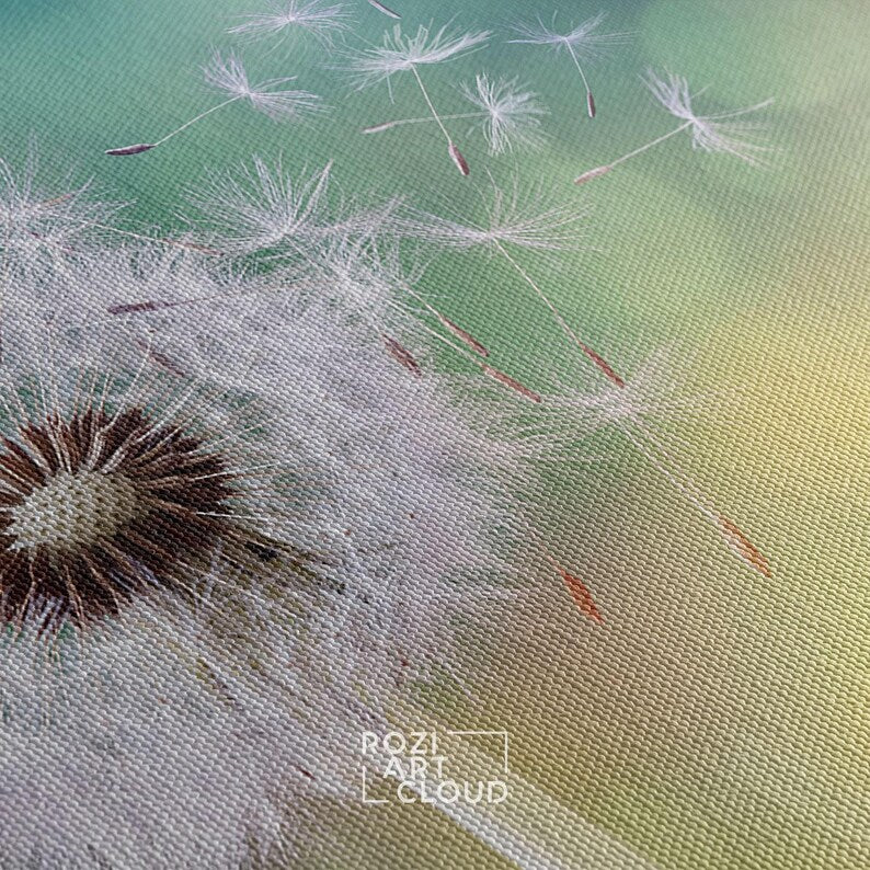 Dandelion canvas art, flowers print decor, botanical wall art, nature wall decor, teen room decorations
