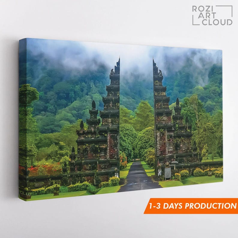 Bali temple wall art, temple wall art, indonesia canvas print, lempuyang poster, luhur temple art, bali landscape canvas, bali temple luhur