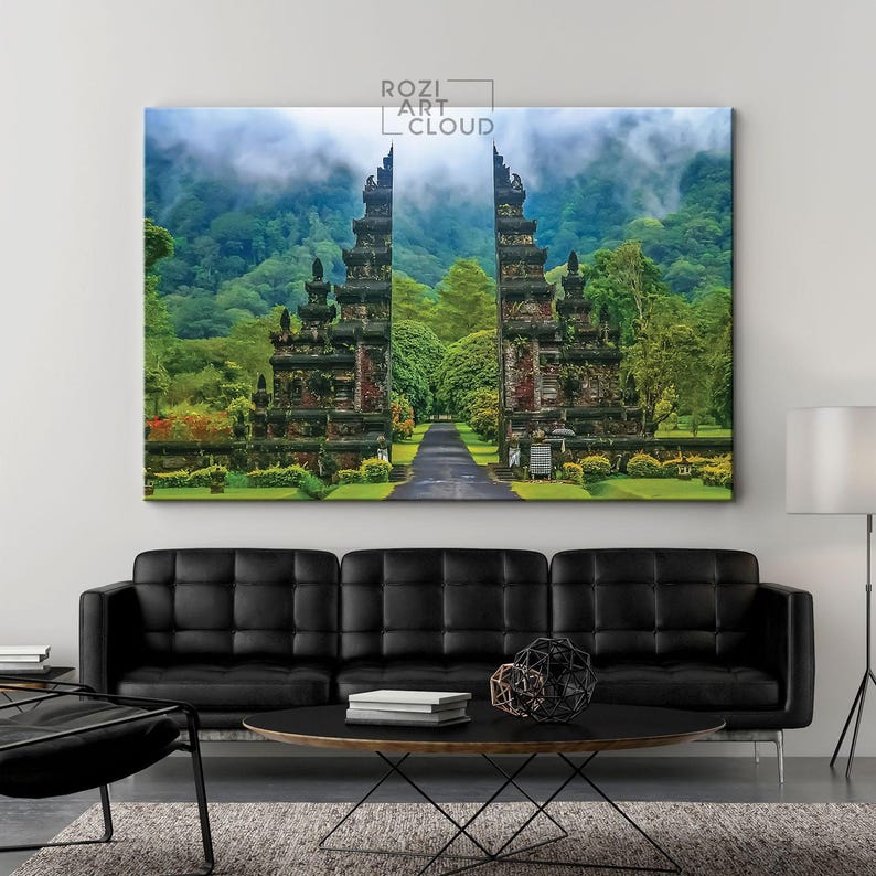 Bali temple wall art, temple wall art, indonesia canvas print, lempuyang poster, luhur temple art, bali landscape canvas, bali temple luhur