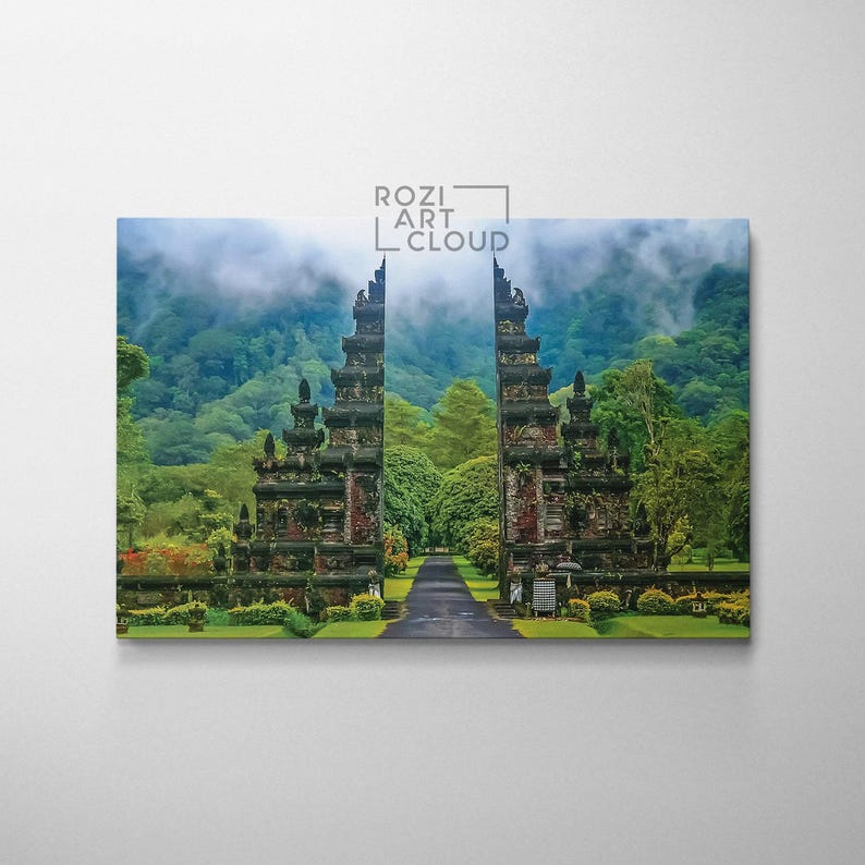 Bali temple wall art, temple wall art, indonesia canvas print, lempuyang poster, luhur temple art, bali landscape canvas, bali temple luhur