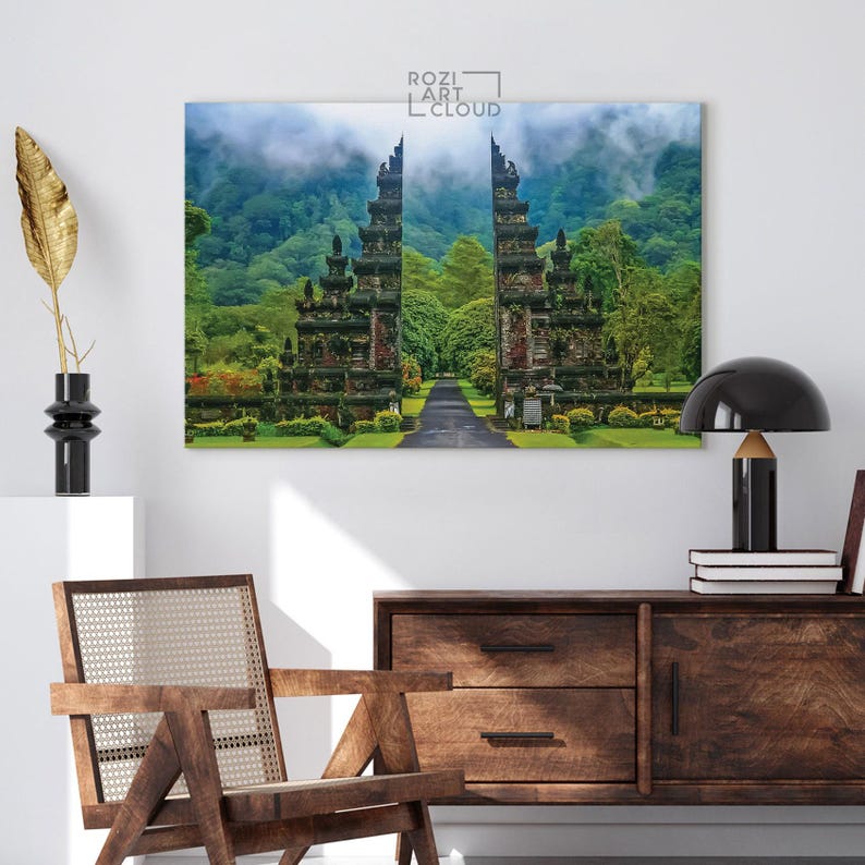 Bali temple wall art, temple wall art, indonesia canvas print, lempuyang poster, luhur temple art, bali landscape canvas, bali temple luhur