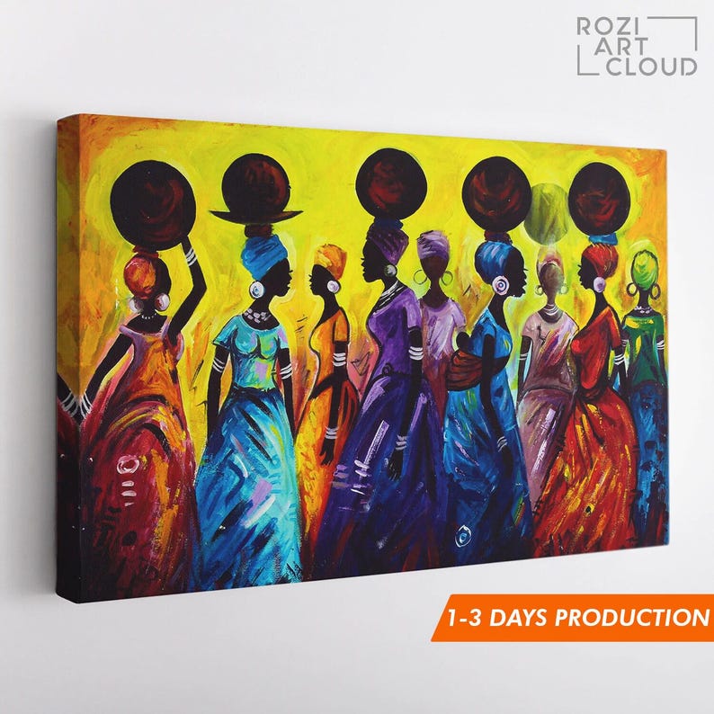 African art black woman art framed canvas print, home wall decor, extra large modern art, minimalist original trendy living room bathroom