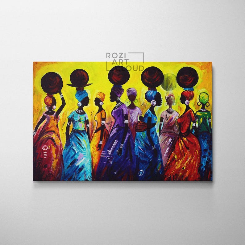 African art black woman art framed canvas print, home wall decor, extra large modern art, minimalist original trendy living room bathroom