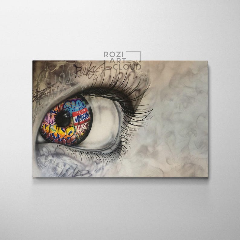 Banksy Street Art, Urban Graffiti Wall Art, Abstract Trendy Large Poster, Canvas Print, Modern Pop Culture, Living Room Contemporary Loft