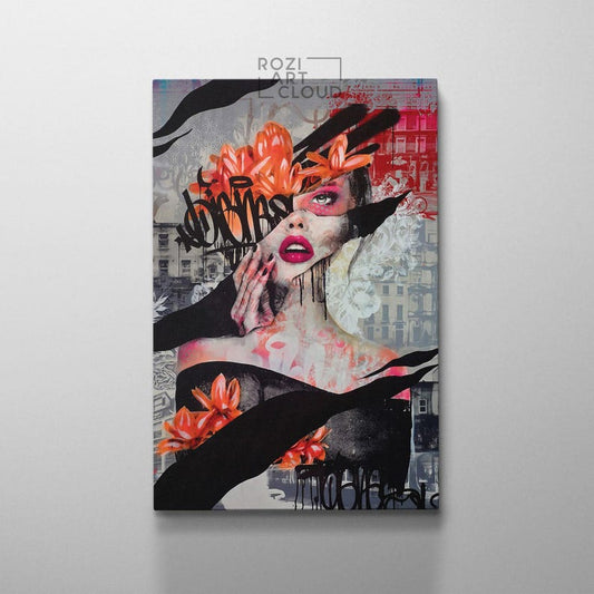Fashion graffiti wall art, woman portrait prints, female model poster, feminist art decor, gifts for her, bedroom wall hangings