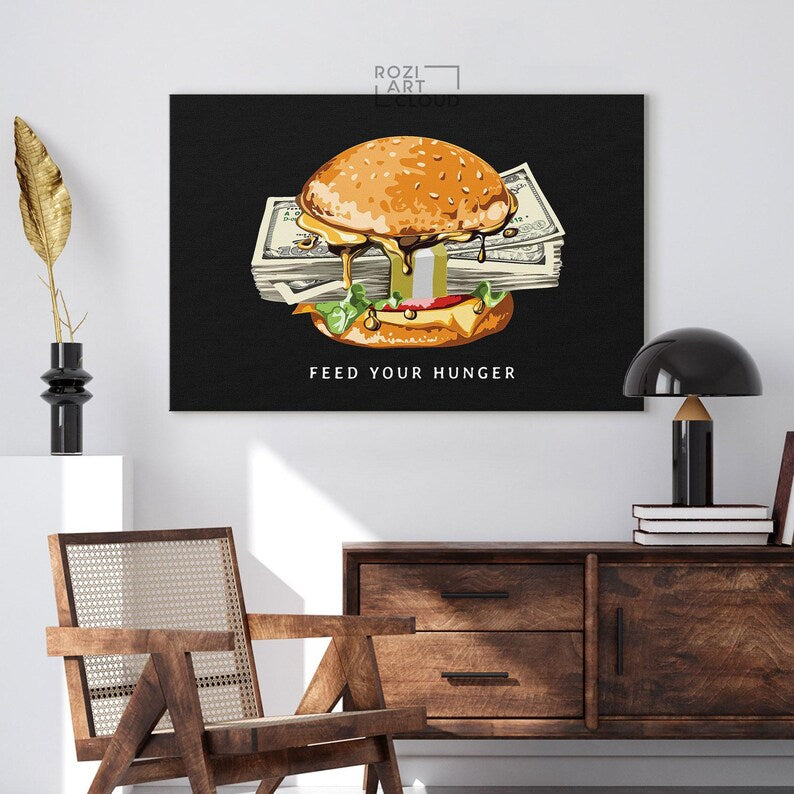 Money wall art, modern wall art for living room, home office wall decoration, illustration art prints, best friend gifts