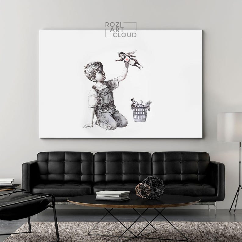 Banksy wall art print, graffiti canvas art, street art prints, best friend gift, home decor modern art, high quality artwork