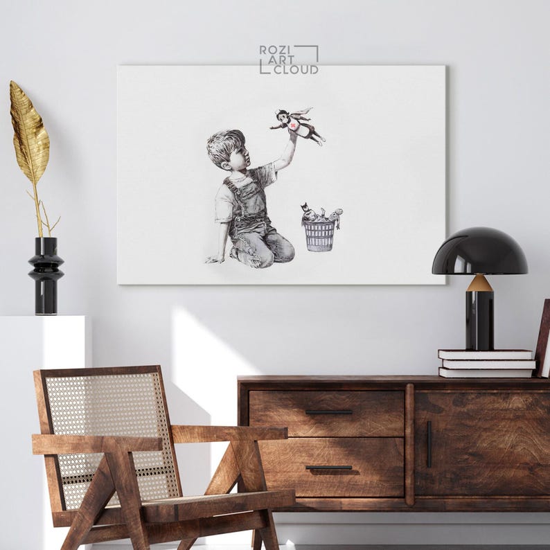 Banksy wall art print, graffiti canvas art, street art prints, best friend gift, home decor modern art, high quality artwork
