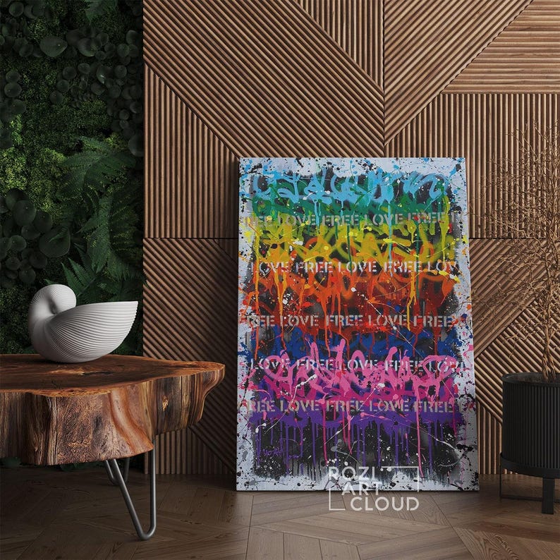 Minimalist wall art, modern abstract graffiti street art trendy