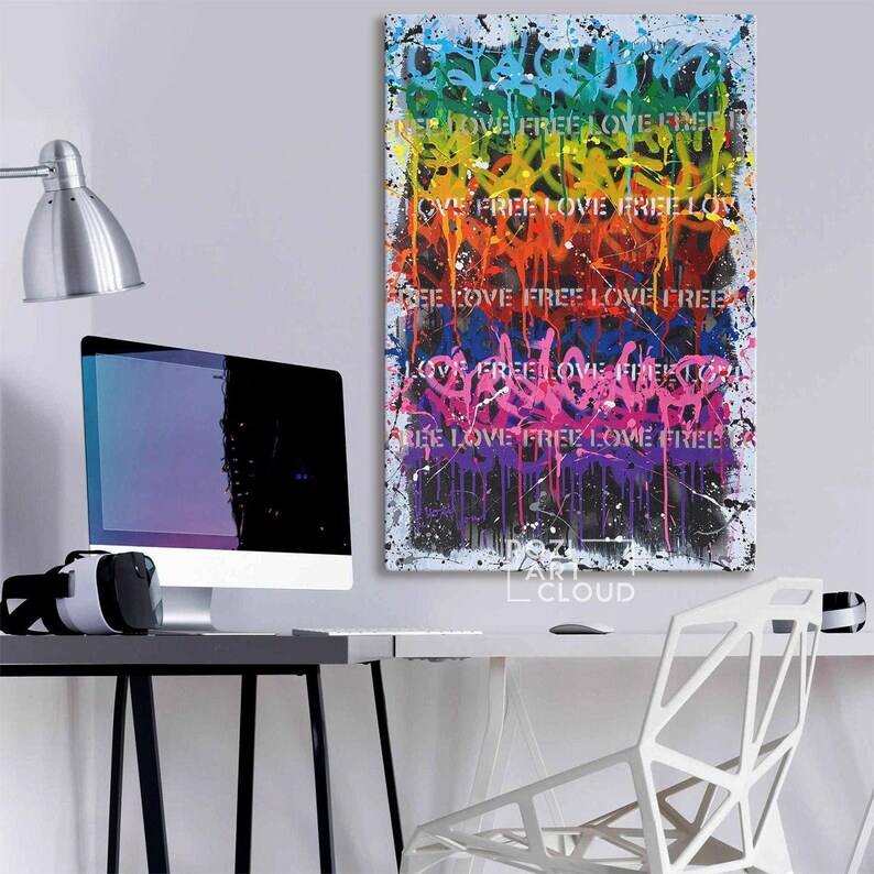 Minimalist wall art, modern abstract graffiti street art trendy