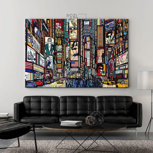 New york city prints for living room, vector illustration decor art, large architecture poster, oversized wall art