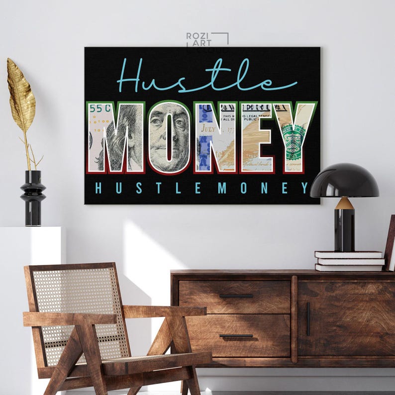 Motivational wall decor, luxury bedroom interior decor, modern wall art for living room, money wall art, illustration art prints