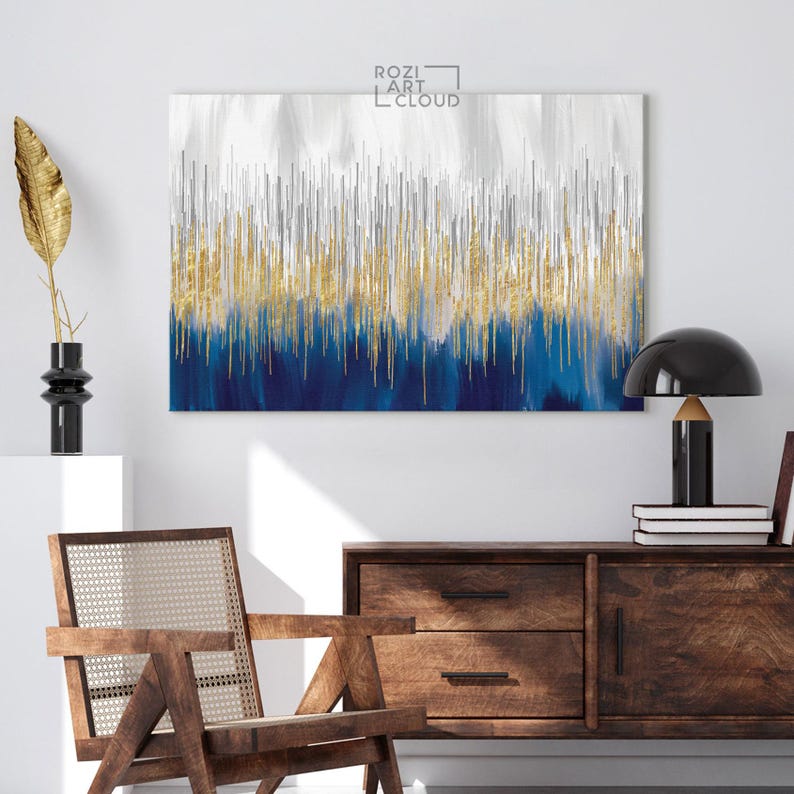 Minimalist abstract wall art decor, modern framed large canvas print
