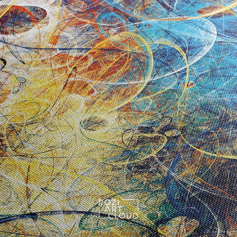 Graphic design wall art, colorful abstract canvas print, futuristic art print, large modern art, wall decor living room
