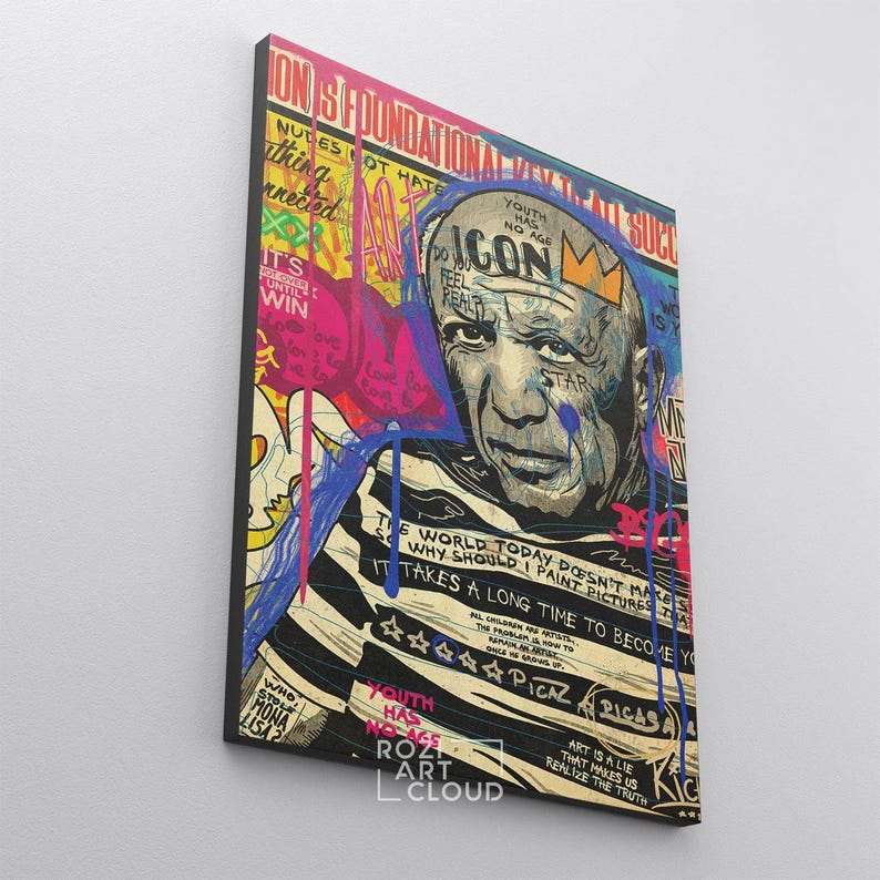 Pablo picasso pop art, modern street graffiti print, trendy pop art culture, modern wall art decor, living room hangings, bedroom posters