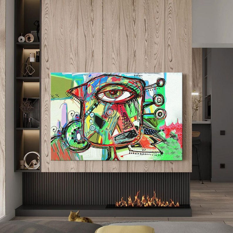 Pablo picasso print wall art framed poster, graffiti art prints, colorful abstract canvas prints, large modern art, wall decor living room