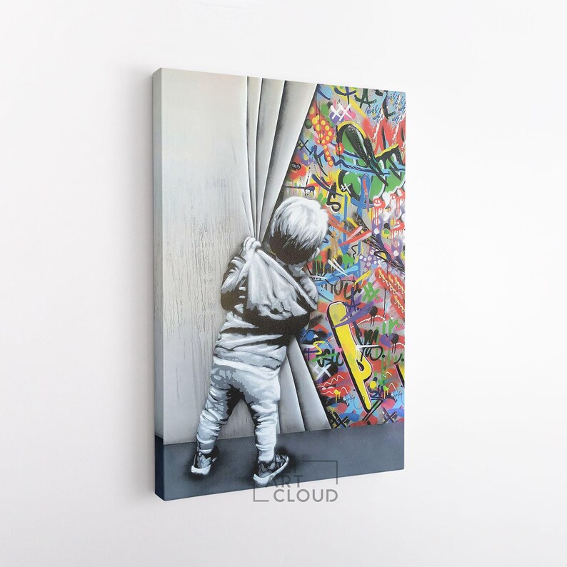Banksy wall art print, graffiti canvas art, pop art decor, street art prints, home decor modern art, best friend gift