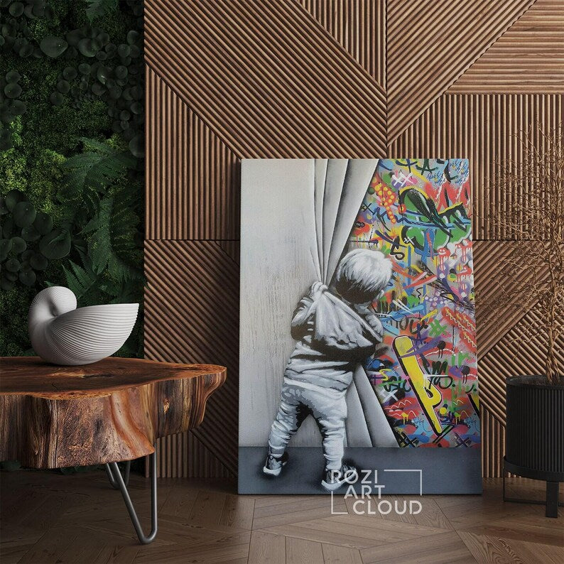Banksy wall art print, graffiti canvas art, pop art decor, street art prints, home decor modern art, best friend gift