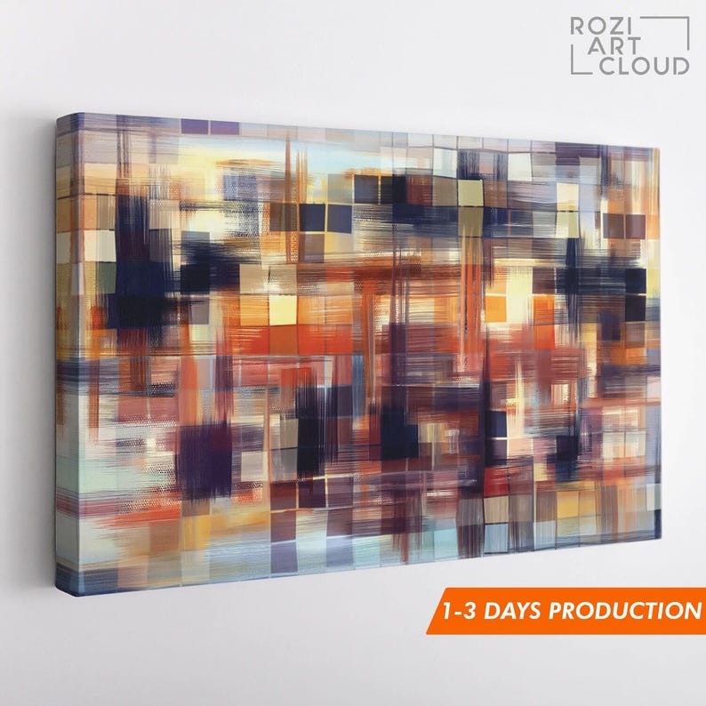 Abstract canvas wall art, mosaic art prints, colorful canvas prints, best friend gifts, large modern art, wall decor living room