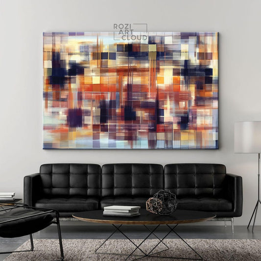 Abstract canvas wall art, mosaic art prints, colorful canvas prints, best friend gifts, large modern art, wall decor living room