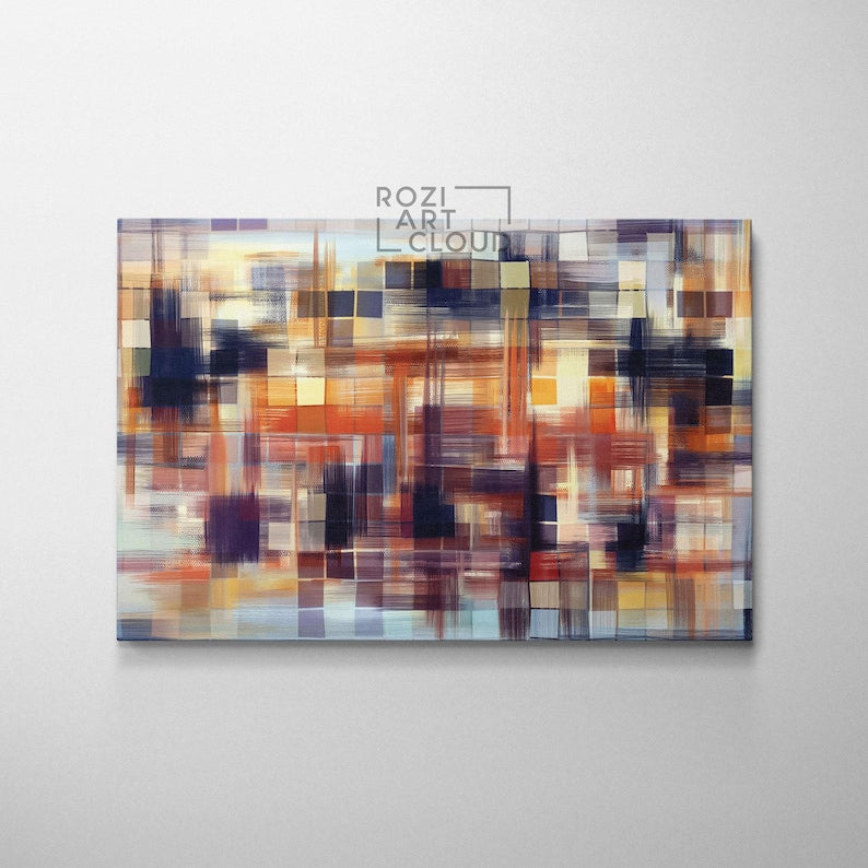 Abstract canvas wall art, mosaic art prints, colorful canvas prints, best friend gifts, large modern art, wall decor living room