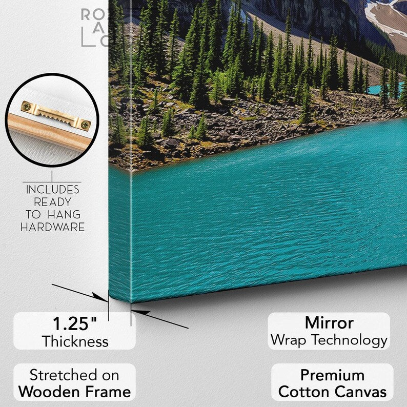 Banff national park poster prints, turquoise lake canvas, mountain wall art, canada nature art prints, modern living room decor