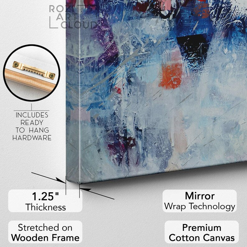 Colorful abstract wall art, white canvas print, wall decor living room, large modern art, painting on canvas, framed art prints