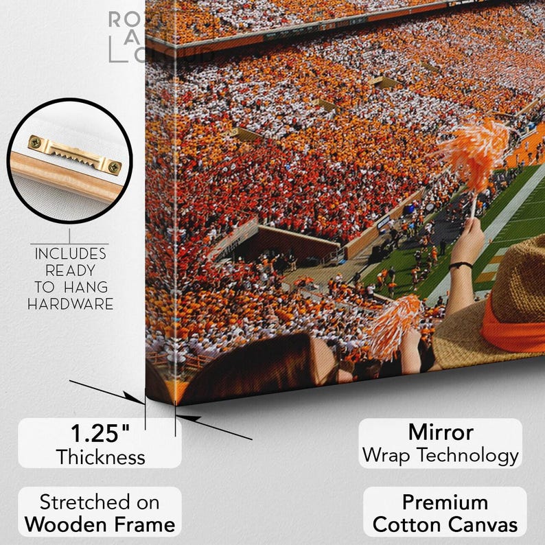 Tennessee vols wall art framed canvas print, university of tennessee neyland stadium poster